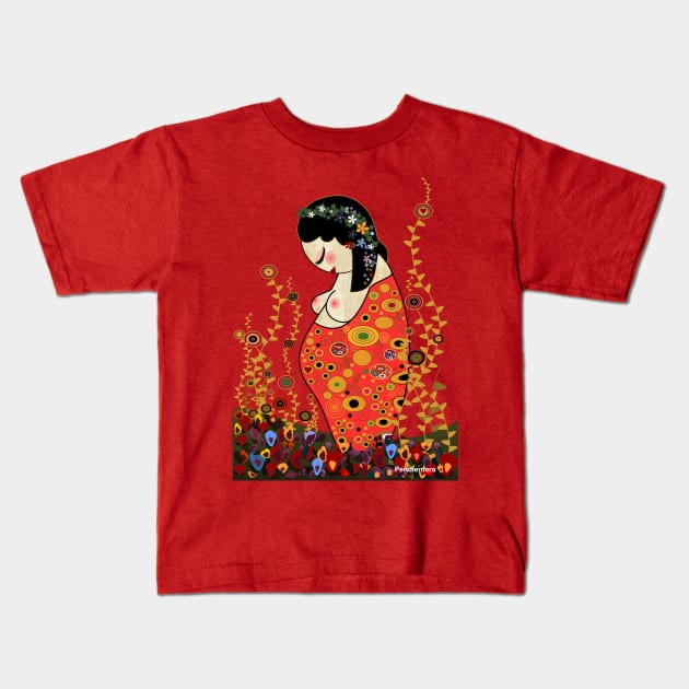 Kokeshi Hope of Klimt Kids T-Shirt by Pendientera
